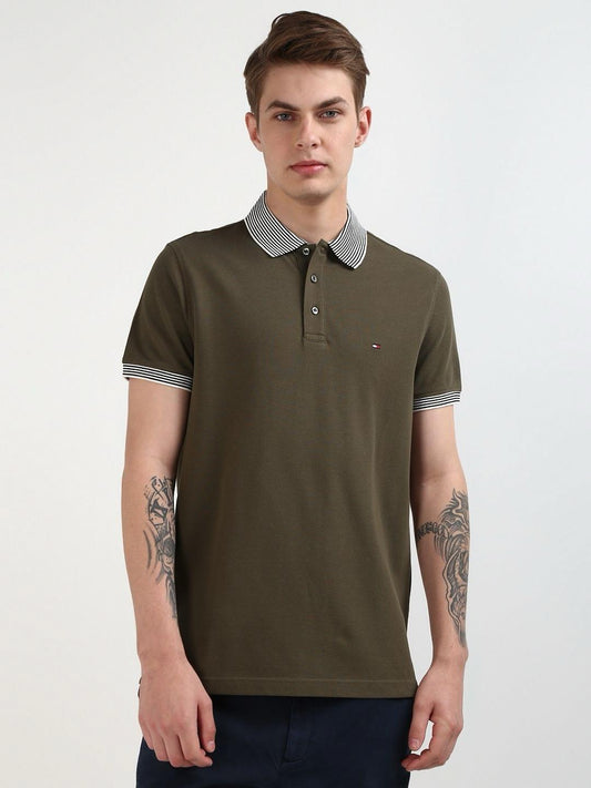 TOM.MY HILFI.GER POLO T-SHIRT | OLIVE GREEN